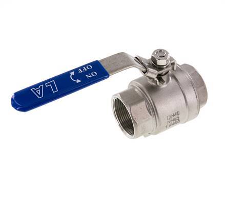 Válvula de bola de 2 vías G1-1/2'' Acero inoxidable PTFE 63 bar - BL2SM