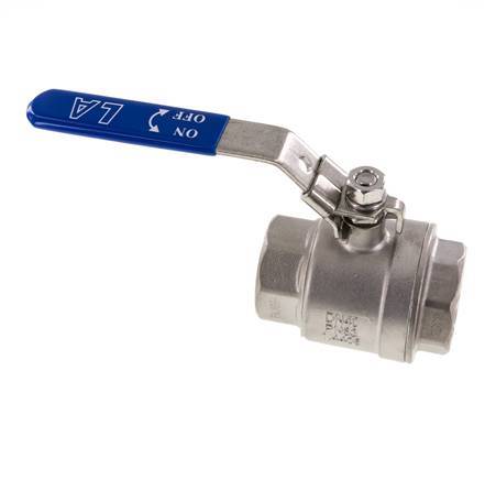 Válvula de bola de 2 vías G1-1/2'' Acero inoxidable PTFE 63 bar - BL2SM