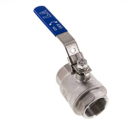 Válvula de bola de 2 vías G1-1/2'' Acero inoxidable PTFE 63 bar - BL2SM