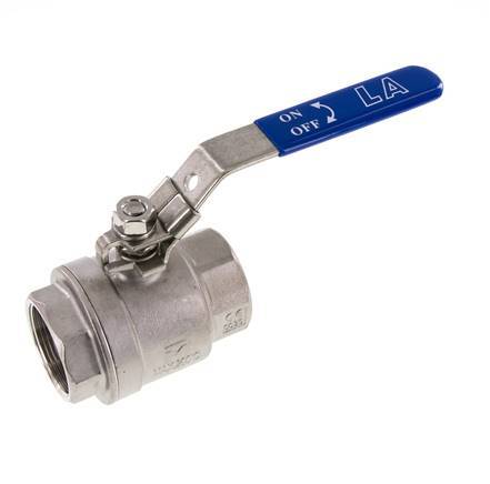 Válvula de bola de 2 vías G1-1/2'' Acero inoxidable PTFE 63 bar - BL2SM