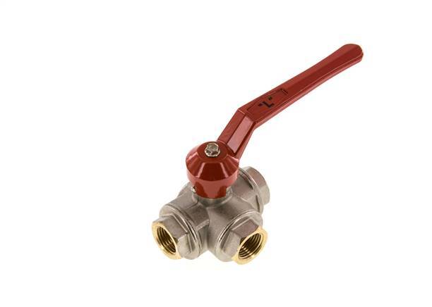 Válvula de bola de 3 vías en L G1/2'' Latón PTFE/NBR 50 bar - BL3BM