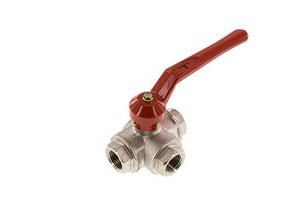 Válvula de bola de 3 vías en T G1/2'' Latón PTFE/NBR 50 bar - BL3BM