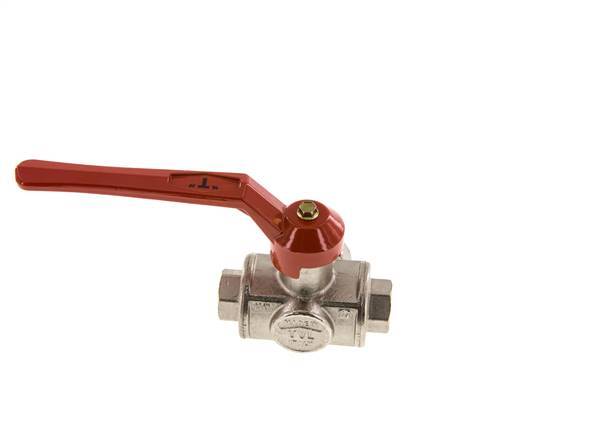 G1/4'' Válvula de bola de 3 vías con puerto en T Latón PTFE/NBR 55 bar - BL3BM