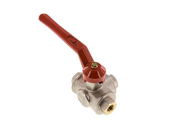 G1/4'' Válvula de bola de 3 vías con puerto en T Latón PTFE/NBR 55 bar - BL3BM