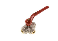 G1/4'' Válvula de bola de 3 vías con puerto en T Latón PTFE/NBR 55 bar - BL3BM