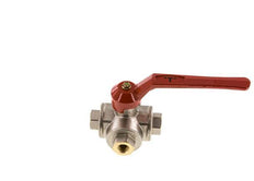 G1/4'' Válvula de bola de 3 vías con puerto en T Latón PTFE/NBR 55 bar - BL3BM
