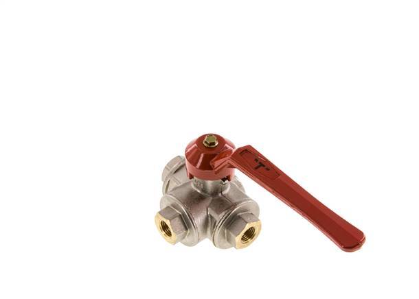 G1/4'' Válvula de bola de 3 vías con puerto en T Latón PTFE/NBR 55 bar - BL3BM