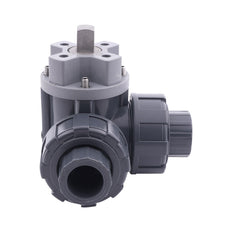 G Válvula de bola de PVC de 3 vías de 2 pulgadas y paso en L ISO-Top 10 bar PTFE/EPDM