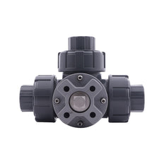 G Válvula de bola de PVC de 1 pulgada con paso en T y 3 vías ISO-Top 10 bar PTFE/EPDM