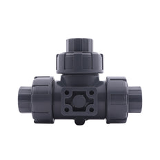G Válvula de bola de PVC de 1-1/4 pulgadas con paso en T y 3 vías ISO-Top 10 bar PTFE/EPDM