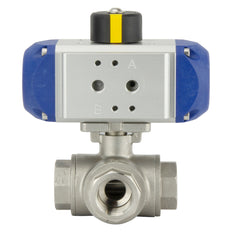 Válvula De Bola Neumática De 3 Vías En Acero Inoxidable G3/8'' De Doble Efecto - BL3SA