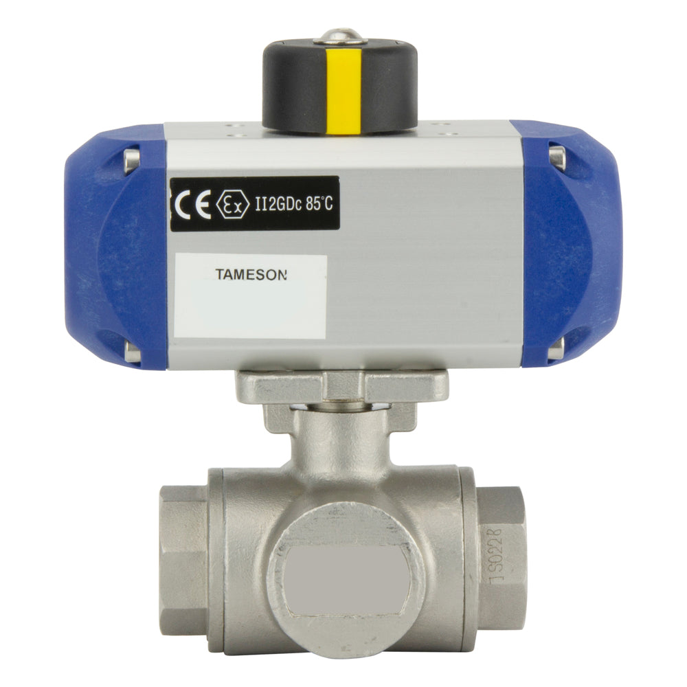 Válvula De Bola Neumática De 3 Vías En Acero Inoxidable G3/8'' De Doble Efecto - BL3SA