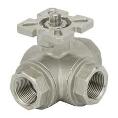 Válvula De Bola Neumática De Acero Inoxidable De 3 Vías T-port G1/2'' Con Resorte Abierto - BL3SA