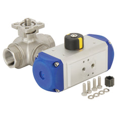 Válvula De Bola Neumática De 3 Vías En Acero Inoxidable L-Port Doble Efecto - BL3SA