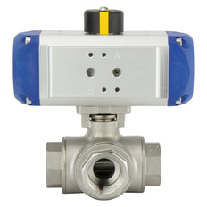 Válvula De Bola Neumática T-port De Acero Inoxidable De Doble Efecto G1-1/4'' - BL3SA