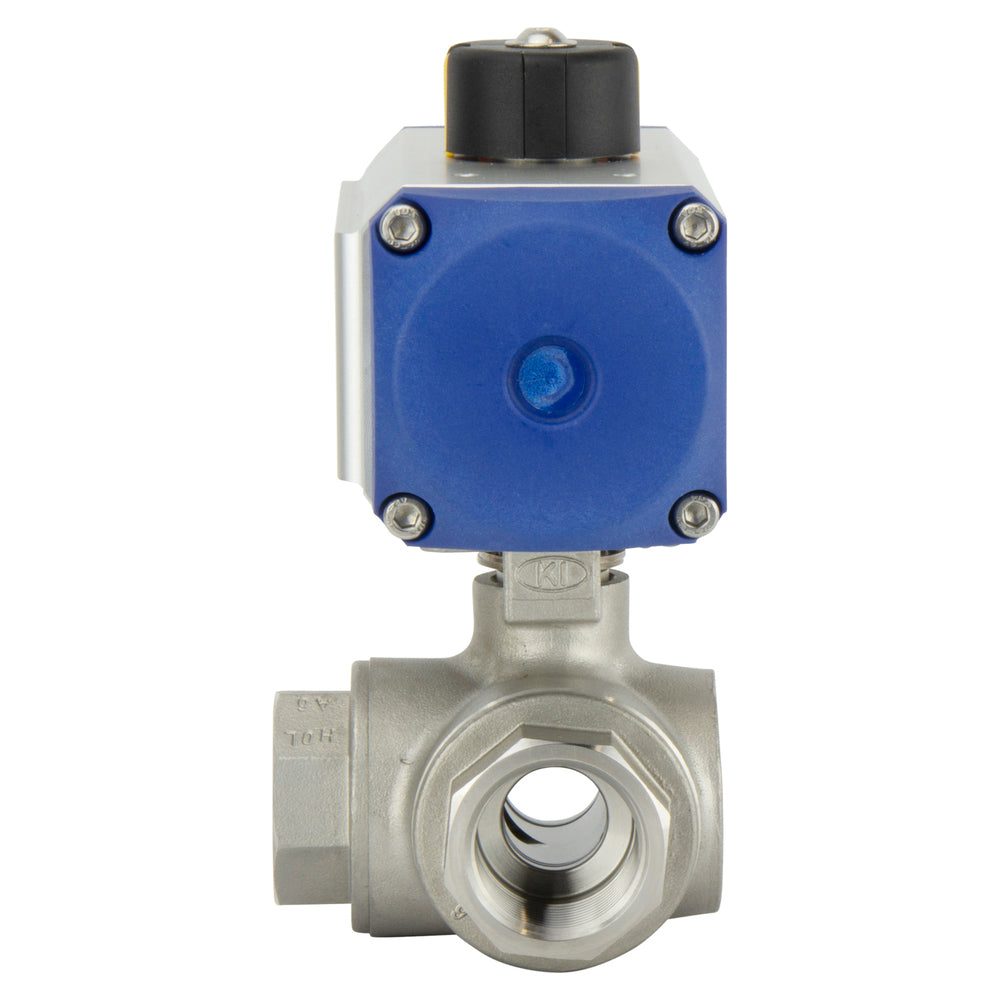 Válvula De Bola Neumática De 3 Vías En Acero Inoxidable L-Port Doble Efecto - BL3SA