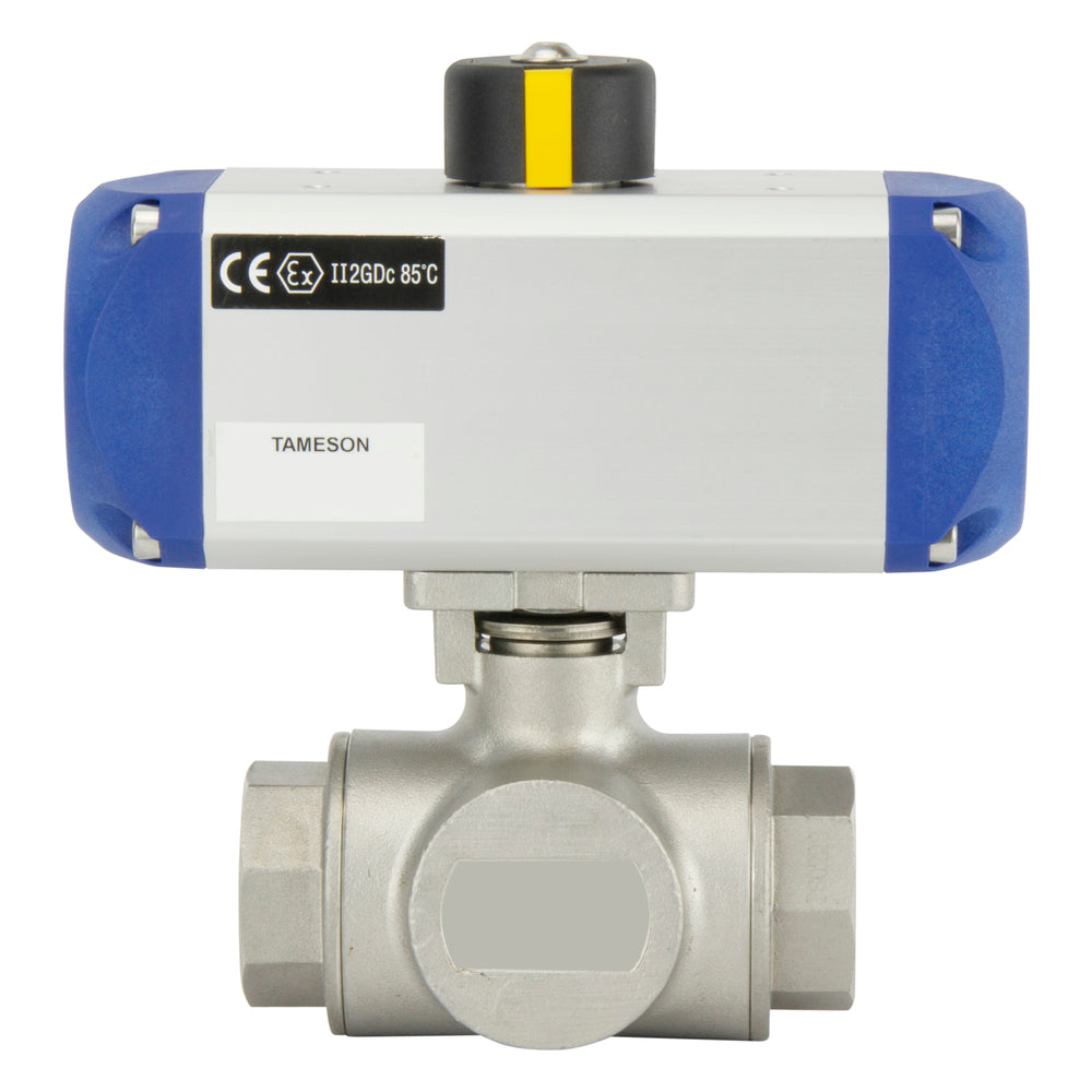 Válvula de bola neumática de acero inoxidable de 3 vías y doble efecto - BL3SA