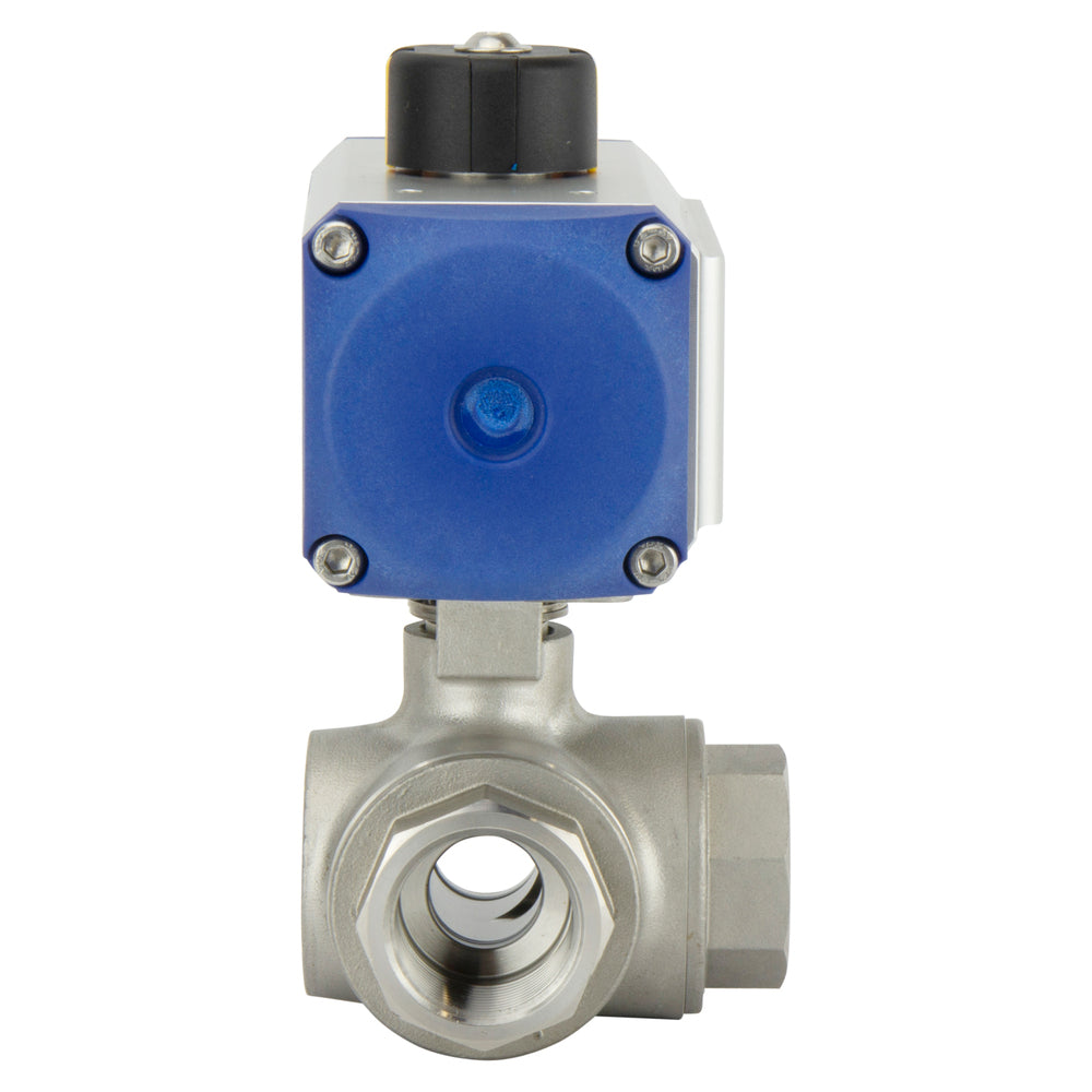 Válvula de bola neumática de acero inoxidable de 3 vías y doble efecto - BL3SA