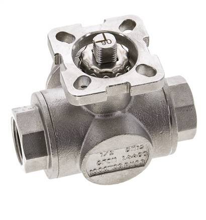 Válvula de bola de acero inoxidable de 3 vías y puerto en L G1/2'' ISO-Top 63bar - BL3SA