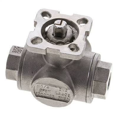 Válvula de bola de acero inoxidable de 3 vías G1/4'' puerto en L ISO-Top 63bar - BL3SA