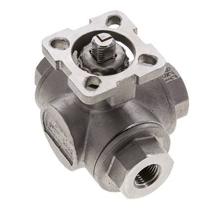 Válvula de bola de acero inoxidable de 3 vías G1/4'' puerto en L ISO-Top 63bar - BL3SA