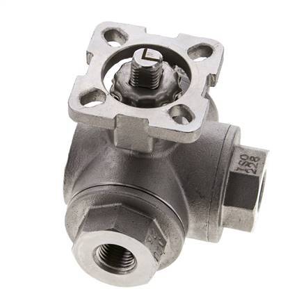 Válvula de bola de acero inoxidable de 3 vías G1/4'' puerto en L ISO-Top 63bar - BL3SA