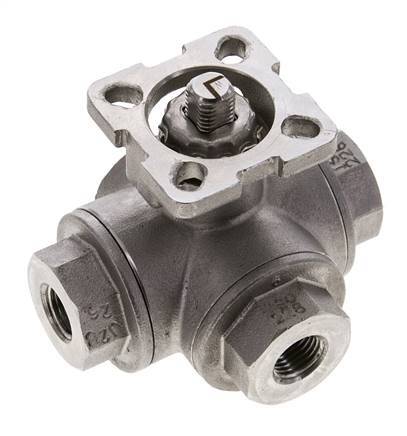 Válvula de bola de acero inoxidable de 3 vías G1/4'' puerto en L ISO-Top 63bar - BL3SA
