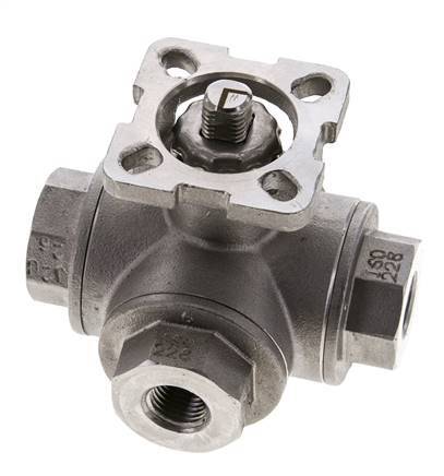 Válvula de bola de acero inoxidable de 3 vías G1/4'' puerto en L ISO-Top 63bar - BL3SA