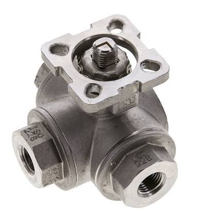 Válvula de bola de acero inoxidable de 3 vías G1/4'' puerto en L ISO-Top 63bar - BL3SA