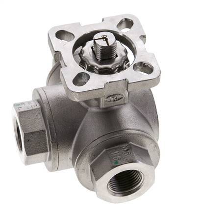 Válvula de bola de acero inoxidable de 3 vías con puerto en L G3/8'' ISO-Top 63bar - BL3SA