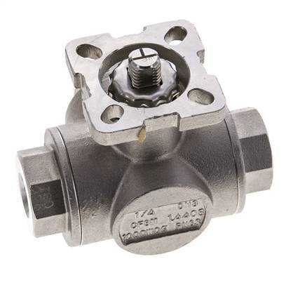 Válvula de bola de acero inoxidable de 3 vías y puerto en T G1/4'' ISO-Top 63bar - BL3SA