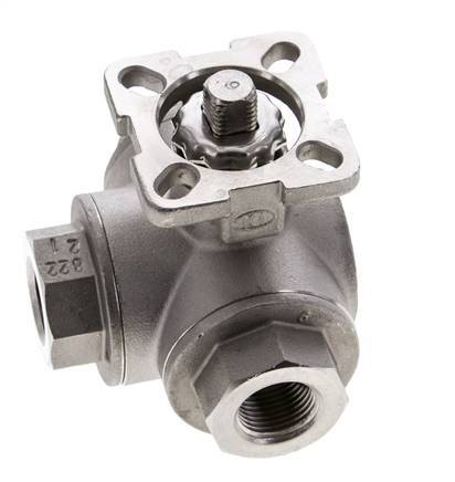 Válvula de bola de acero inoxidable de 3 vías y puerto en T G3/8'' ISO-Top 63bar - BL3SA