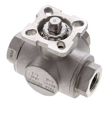 Válvula de bola de acero inoxidable de 3 vías y puerto en T G3/8'' ISO-Top 63bar - BL3SA