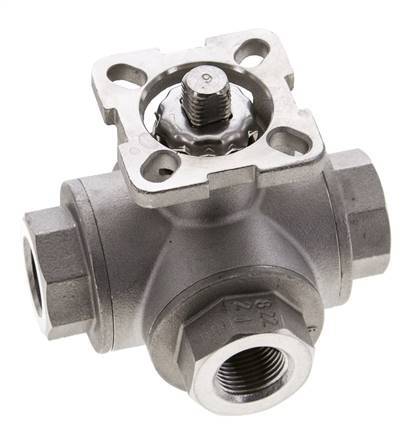 Válvula de bola de acero inoxidable de 3 vías y puerto en T G3/8'' ISO-Top 63bar - BL3SA