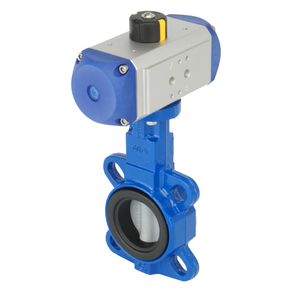 Válvula de mariposa neumática tipo wafer DN65 (2-1/2 pulgadas) GGG40-Acero inoxidable-NBR Doble efecto - BFLW