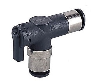 válvula de bola de 2 vías con codo de unión 6mm - 4mm Serie 10