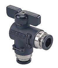 válvula de bola de 2 vías con codo de unión de 8 mm - 8 mm Serie 20