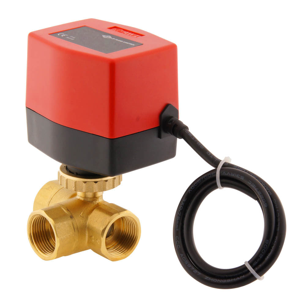 Válvula de bola electrica BW3 3/4'' 3 vías 24V CC 3 puntos