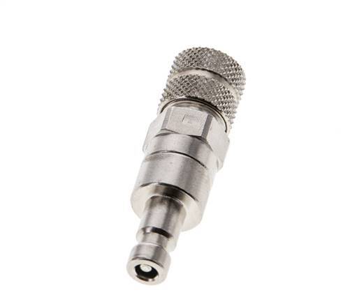 Nickel-plated Brass DN 2.7 (Micro) Air Coupling Plug 4x6 mm Union Nut Double Shut-Off