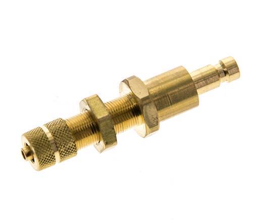 Brass DN 2.7 (Micro) Air Coupling Plug 3x4.3 mm Union Nut Bulkhead Double Shut-Off