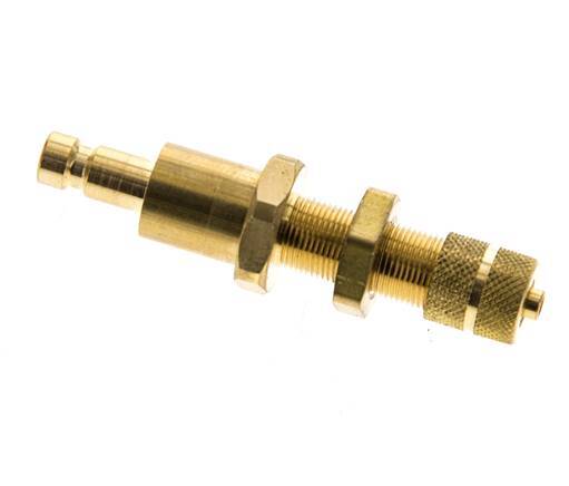 Brass DN 2.7 (Micro) Air Coupling Plug 3x4.3 mm Union Nut Bulkhead Double Shut-Off