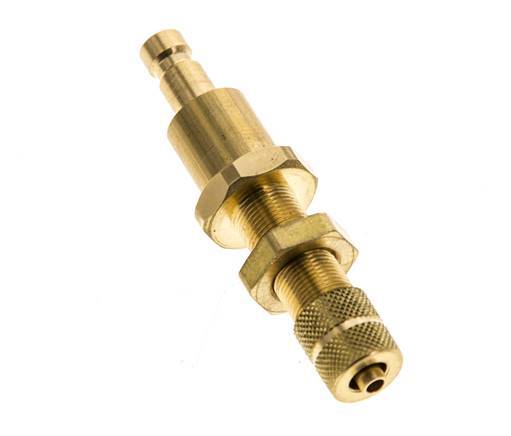 Brass DN 2.7 (Micro) Air Coupling Plug 3x4.3 mm Union Nut Bulkhead Double Shut-Off