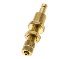 Brass DN 2.7 (Micro) Air Coupling Plug 3x4.3 mm Union Nut Bulkhead Double Shut-Off