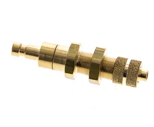 Brass DN 2.7 (Micro) Air Coupling Plug 4x6 mm Union Nut Bulkhead Double Shut-Off