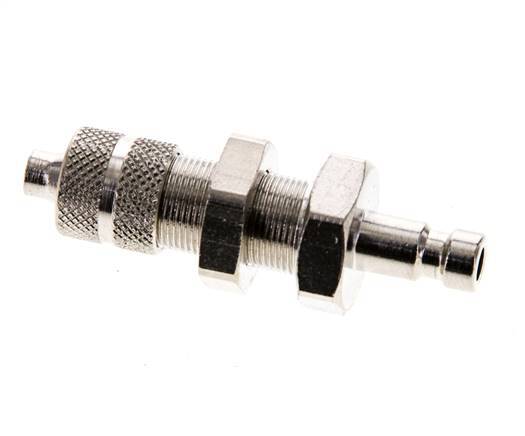 Nickel-plated Brass DN 2.7 (Micro) Air Coupling Plug 4x6 mm Union Nut Bulkhead