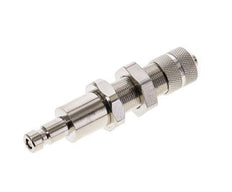 Nickel-plated Brass DN 2.7 (Micro) Air Coupling Plug 4x6 mm Union Nut Bulkhead Double Shut-Off
