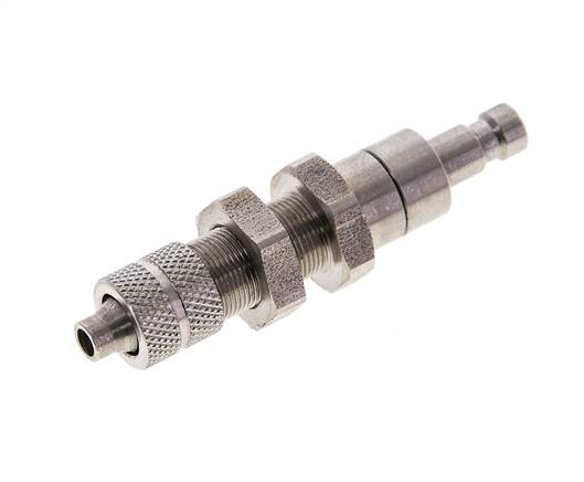 Acero inoxidable DN 2,7 (Micro) Acoplamiento de aire Tapón Tuerca de racor 4x6 mm Pasamuros Cierre doble