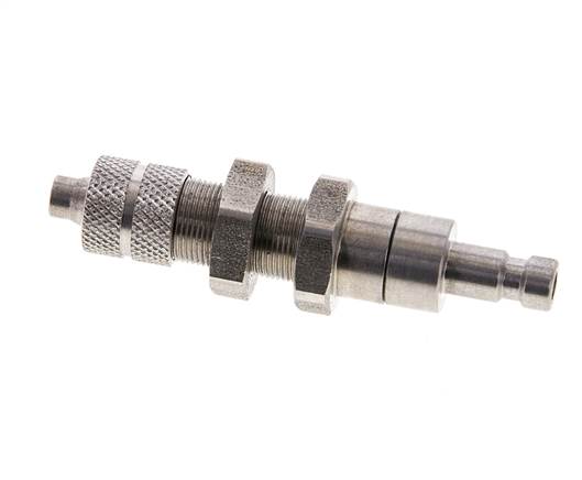 Acero inoxidable DN 2,7 (Micro) Acoplamiento de aire Tapón Tuerca de racor 4x6 mm Pasamuros Cierre doble