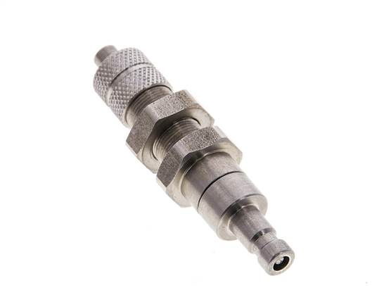 Acero inoxidable DN 2,7 (Micro) Acoplamiento de aire Tapón Tuerca de racor 4x6 mm Pasamuros Cierre doble