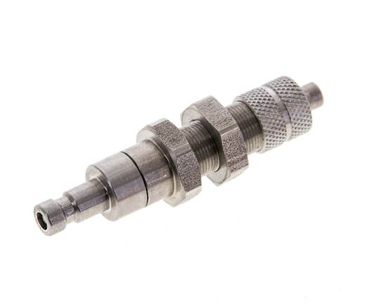 Acero inoxidable DN 2,7 (Micro) Acoplamiento de aire Tapón Tuerca de racor 4x6 mm Pasamuros Cierre doble